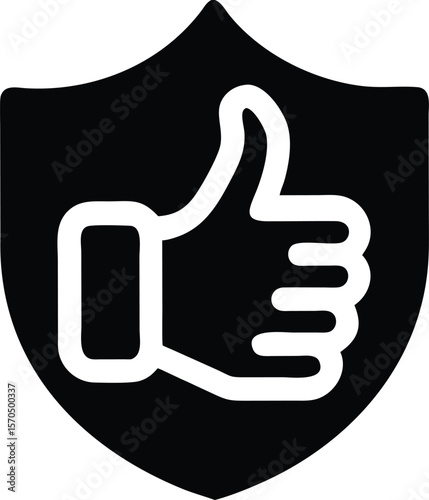 Thumbs up shield icon. approval symbol