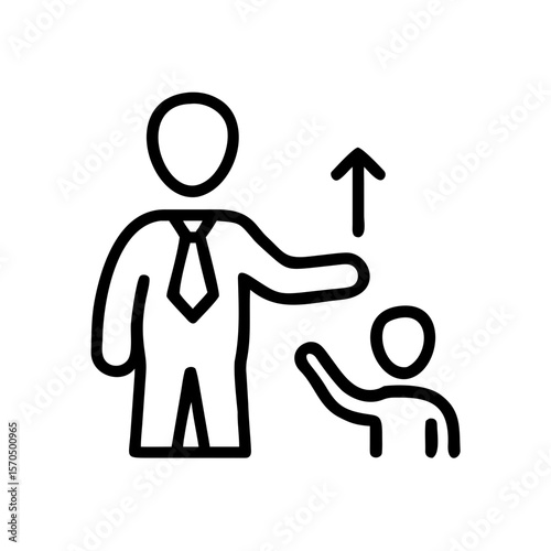 Business Mentor Guiding Junior Staff Icon for Professional Development