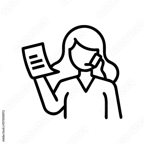 Businesswoman on Phone with Documents Icon for Multitasking