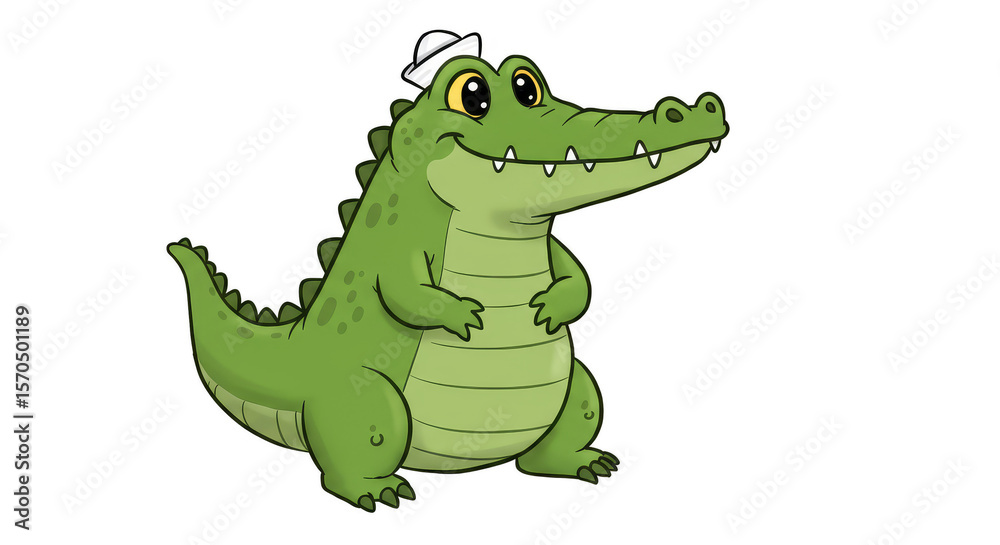 Naklejka premium Illustration of Cute Cartoon Alligator Animal with Transparent Background