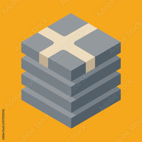 Stack Of Cement Bags In Isometric Industrial Illustration