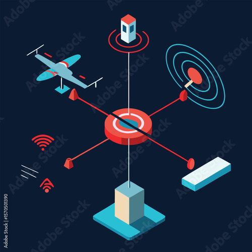 Step By Step Anti Drone Concept In Isometric Diagram