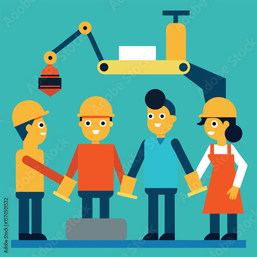 Human And Robotic Arm Teamwork In Industrial Assembly Line