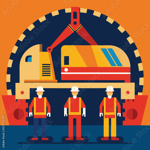 Engineers Supervising Tunnel Boring Machine Operation