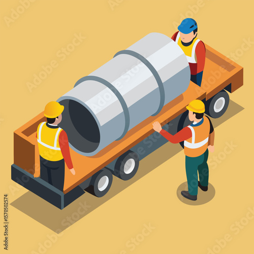 Industrial Workers Inspecting And Securing Large Equipment