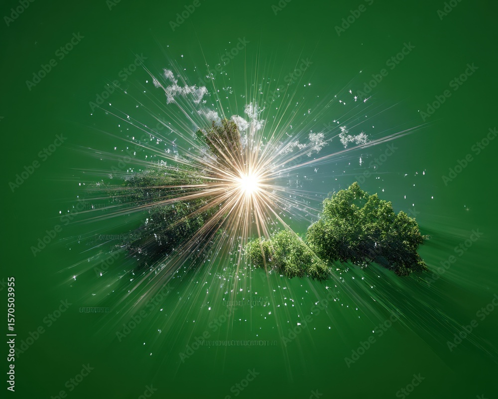 Fototapeta premium Radiant green trees explode