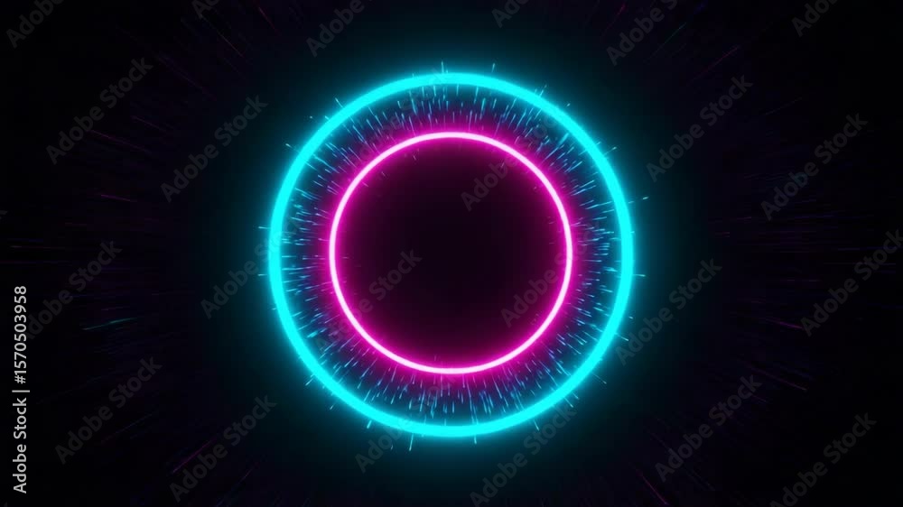 An abstract blue background with glowing circles creates a vibrant cosmic design, evoking the bright glow of planets and stars in dark blue space