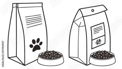 Vector Mockup of Pet Food Bag with Label Space on White Background