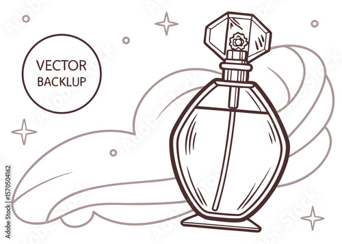 Vector Mockup of Perfume Bottle with Editable Label on White Background