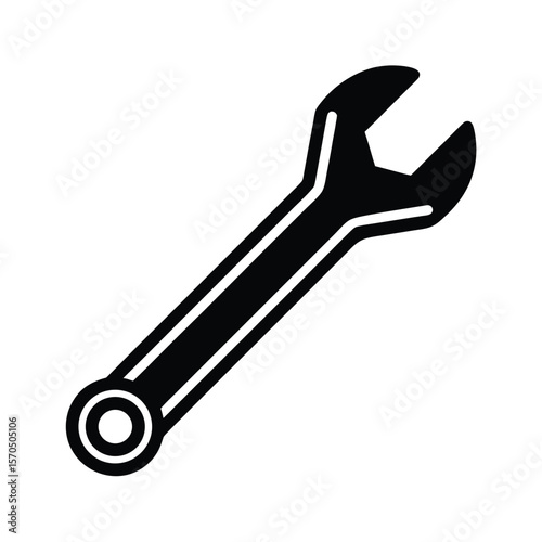 Wrench With Open End Vector Illustration
