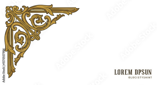 Isolated Golden Carved Corbel Corner Ornate Vintage Design Element PNG