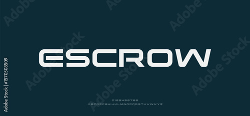  Escrow Creative font. Modern abstract digital tech font. Logo creative font, type, technology, movie, digital, music, movie. Fonts and illustration in vector format.