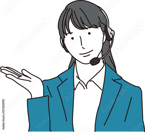 コールセンターの女性のイラスト素材