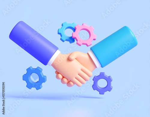 3d render illustration set of icons on the theme of collaboration,