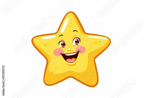 Smiling cartoon star character with joyful expression and vibrant colors  