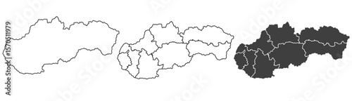 Slovakia map – vector illustration of regions and political borders