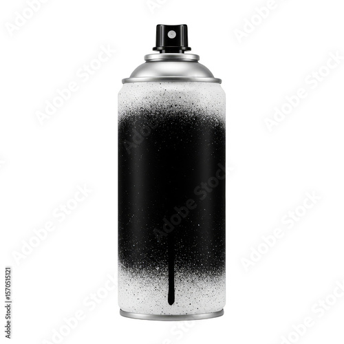 Isolated Spray Can Black Aerosol Paint Metal Equipment on Transparent