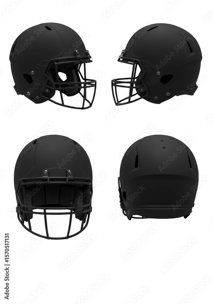 Fototapeta premium Isolated 3D Rendering of Black Football Helmet Protective Gear