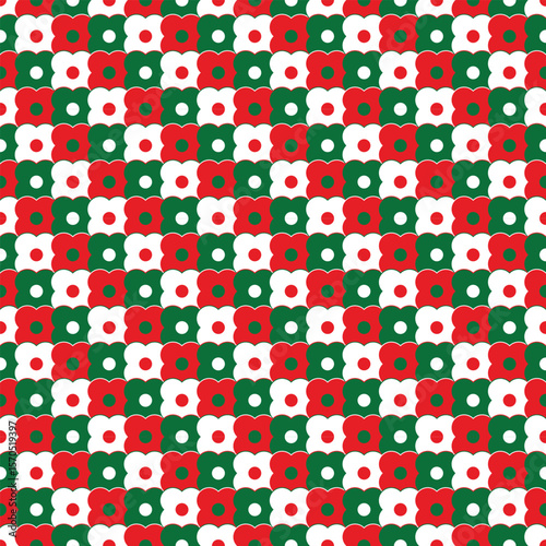 A swatch of the cute flower background tile texture is available in red, white, green, Christmas. / 可愛いお花の背景素材 タイルテクスチャ スウォッチ対応 赤 白 緑 クリスマス