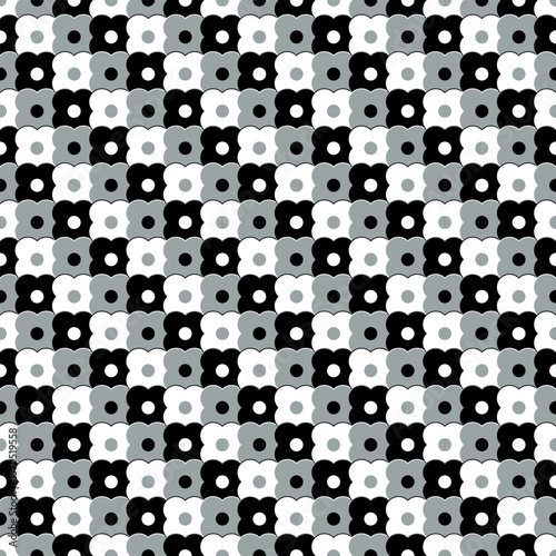 A swatch of the cute flower background tile texture is available in black, white, gray, monochrome. / 可愛いお花の背景素材 タイルテクスチャ スウォッチ対応 黒 白 灰色 モノクロ