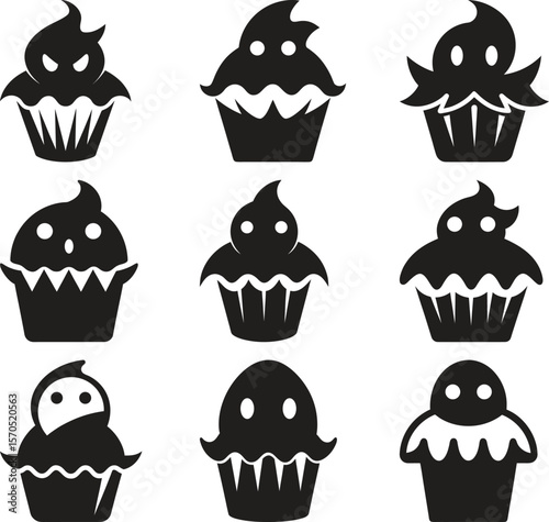 Nine Spooky Cupcake Silhouettes for Halloween Design