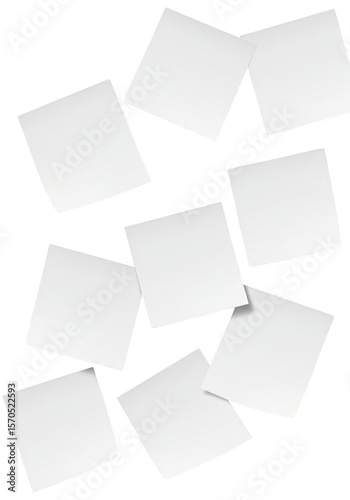 Isolated Background of White Adhesive Notes on Transparent Surface