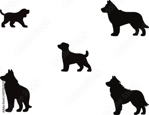 Dog Silhouette Vector Icon Design – Pet Animal Outline Graphic for Canine and Domestic Themes