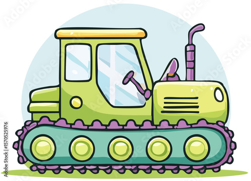 Green and Yellow Cartoon Tractor for Agriculture
