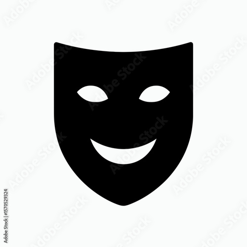 Theater comedy mask icon representing performance arts – filled