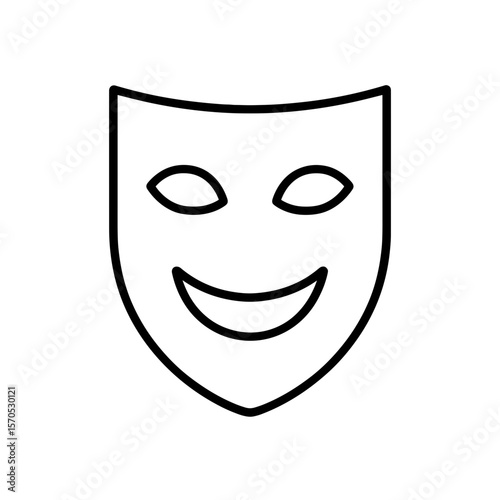 Theater comedy mask icon representing performance arts – outline