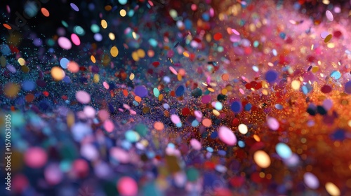 Dynamic burst of colorful coins and particles in vivid motion