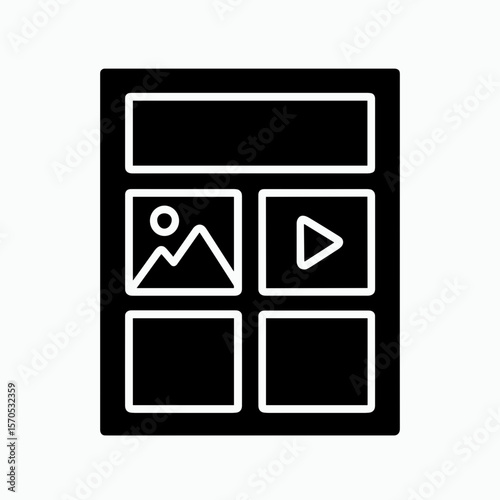 Multimedia layout icon representing content creation – filled