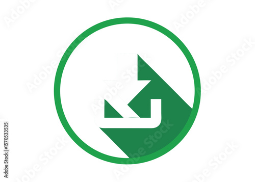 Green round glossy vector icon for next business direction