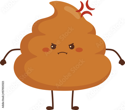 Cute funny angry poop character

