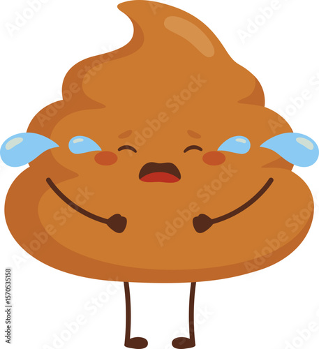 Cute funny crying poop character

