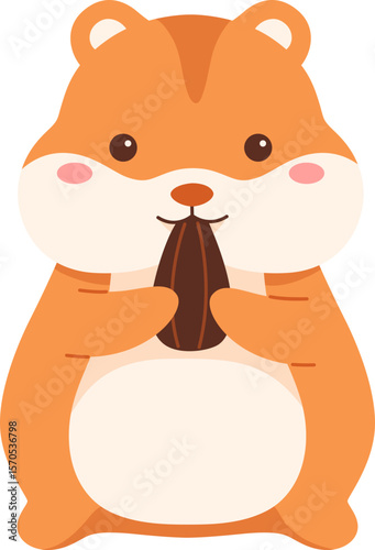 Cute hamster cartoon eating sunflower seed

