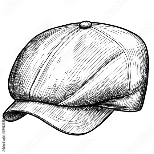 Sketch of Newsboy Cap Vintage Style Fashion Hat Accessory Clothing