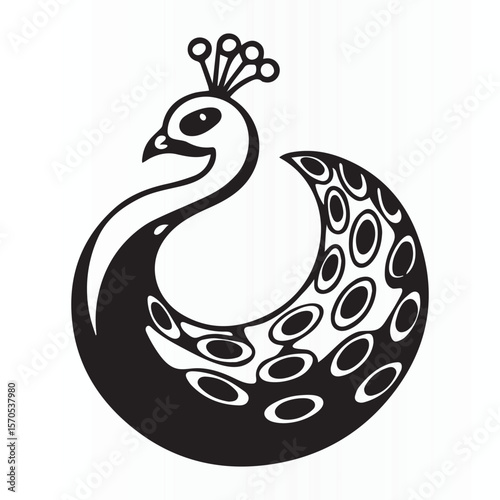 Stylized silhouette of peacock vector illustration for an icon ,t-shirt and peacock template logo	
