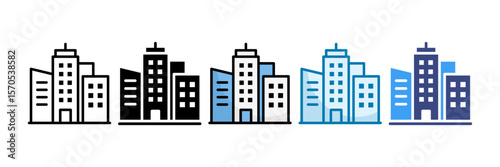 Skyscraper Icon Set Multiple Style Collection