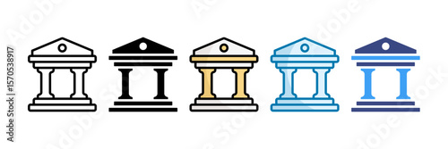 Courthouse Icon Set Multiple Style Collection