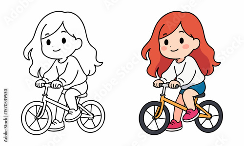 woman riding bicycles coloring page for kids