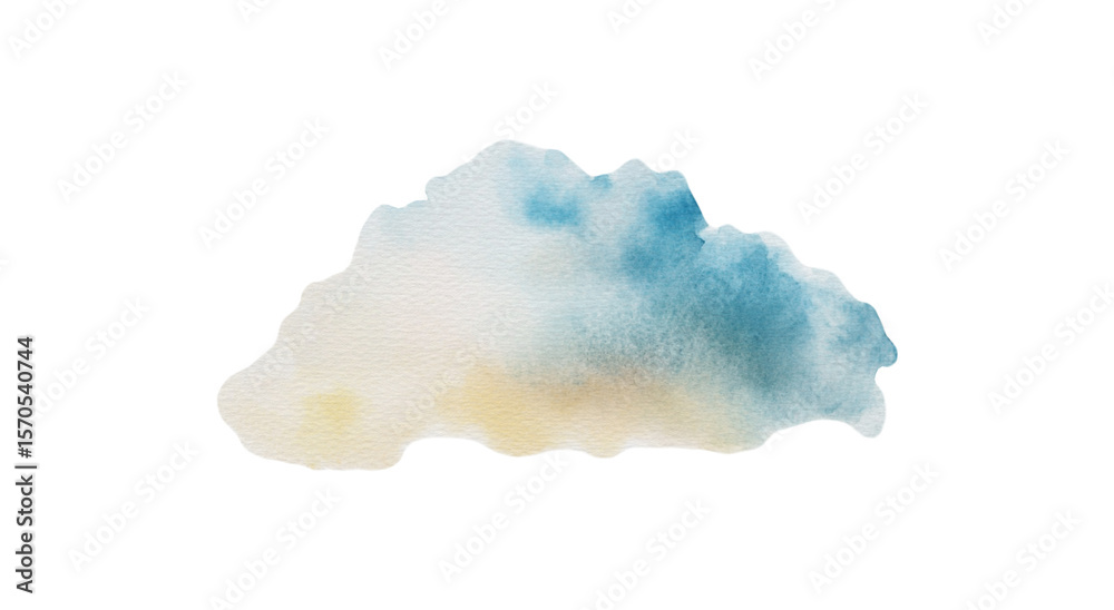 Blue and beige watercolor stain on white background Blue and beige watercolor stain on white background