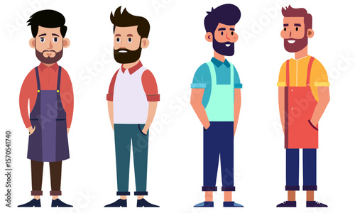 Four diverse men in casual work attire with beards