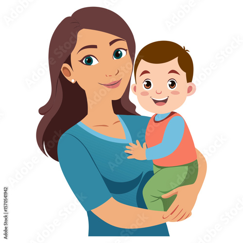 Happy mother holding her smiling baby close in a loving embrace