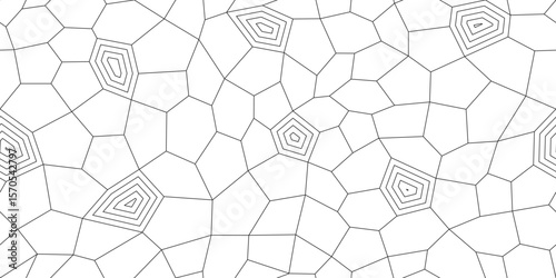 Black and white geometric background with mosaic of polygons. Endless texture with linear polygonal ornament. Vector seamless pattern for wrapping paper, giftwrap, surface texture, printing on clothes