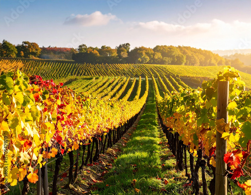 秋　ぶどう畑　生成AI　背景　