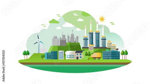 Green energy city illustration