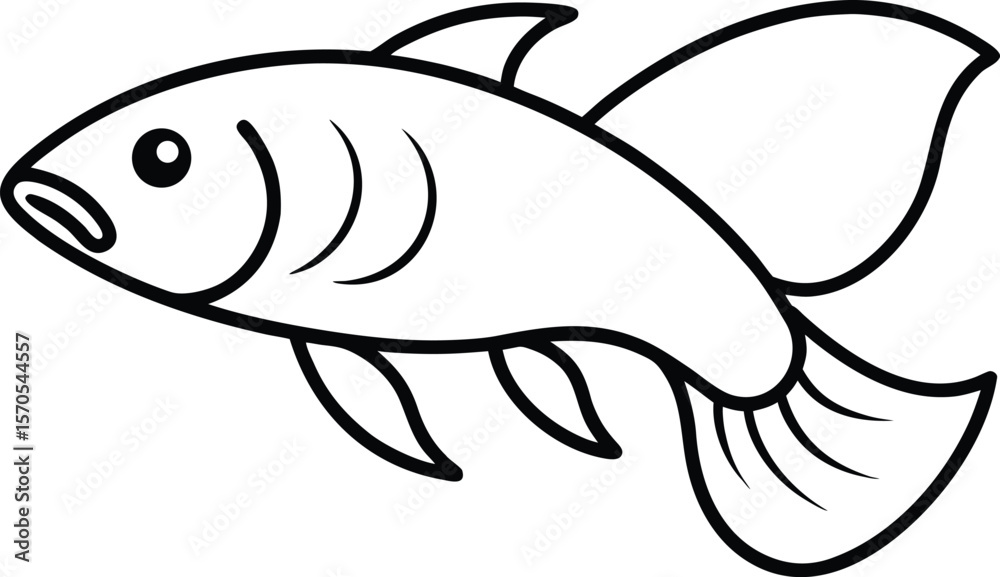 Obraz premium arowana icon line art vector illustration on transparent background