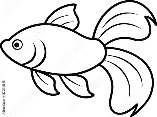 betta fish icon line art vector illustration on transparent background