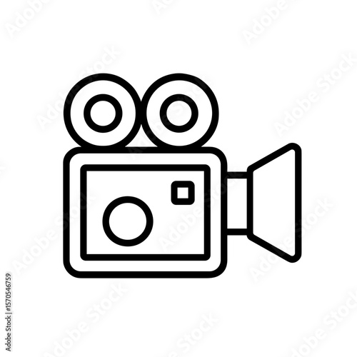 Vintage film camera icon symbolizing video and filmmaking – outline